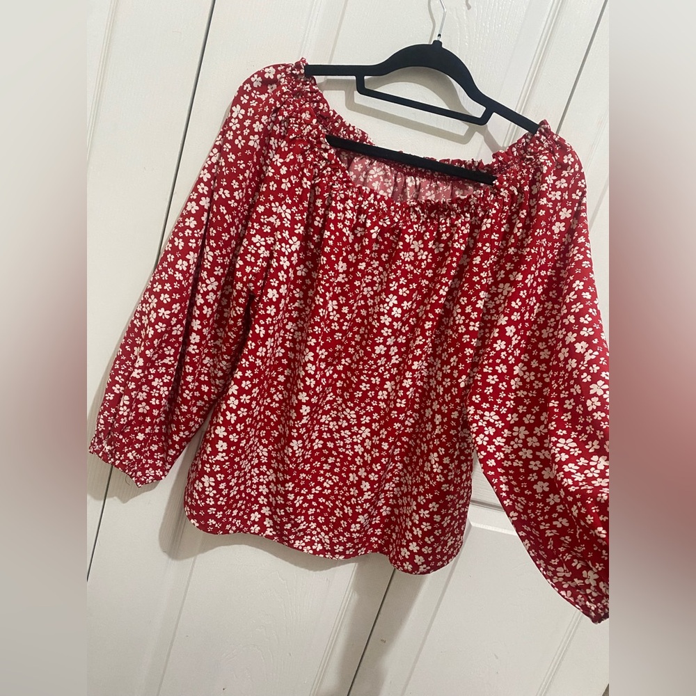 Floral Red Women's Top - Picture 2 of 5
